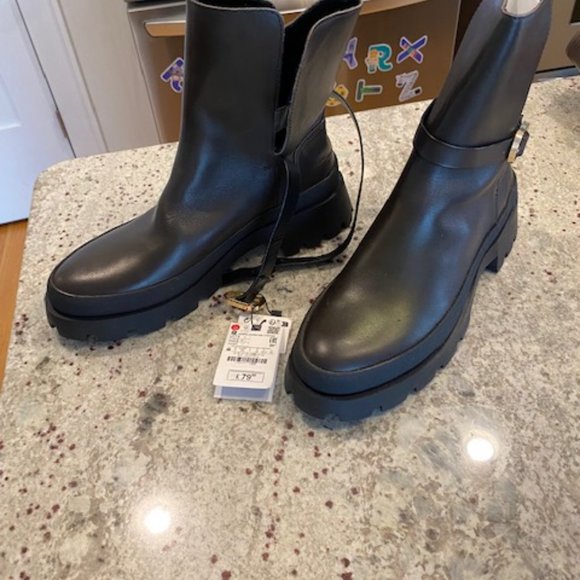 Zara Black Lug Boot - Picture 3 of 4